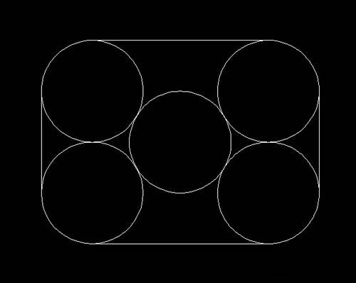 CAD中如何繪制矩形內(nèi)切五個圓